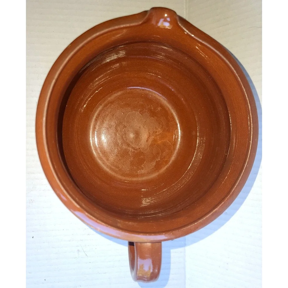 Handcrafted Red Clay Pottery Hand Painted Floral Pitcher with Handle Spout GCM